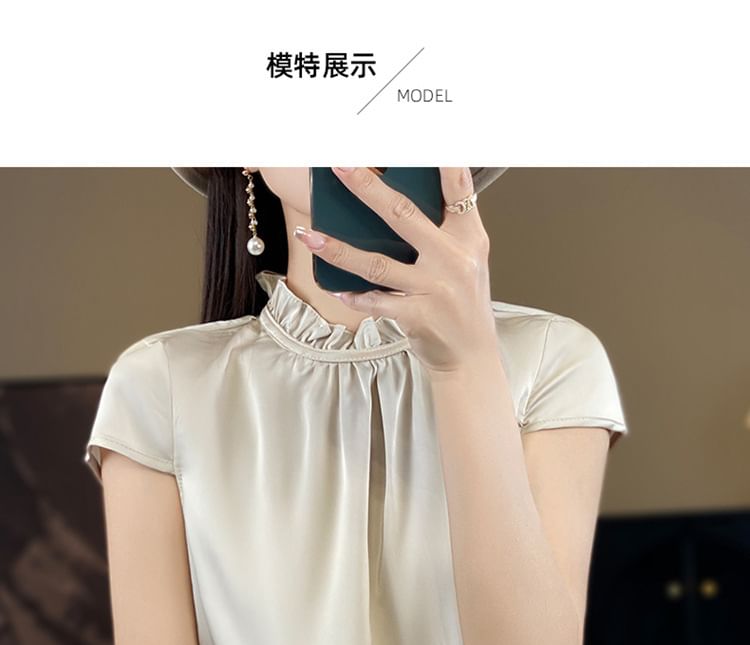 Weelop - Blouse met korte mouwen en mockneck