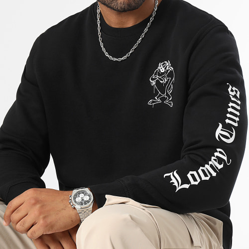 Sweat Crewneck Sleeves Angry Taz Noir