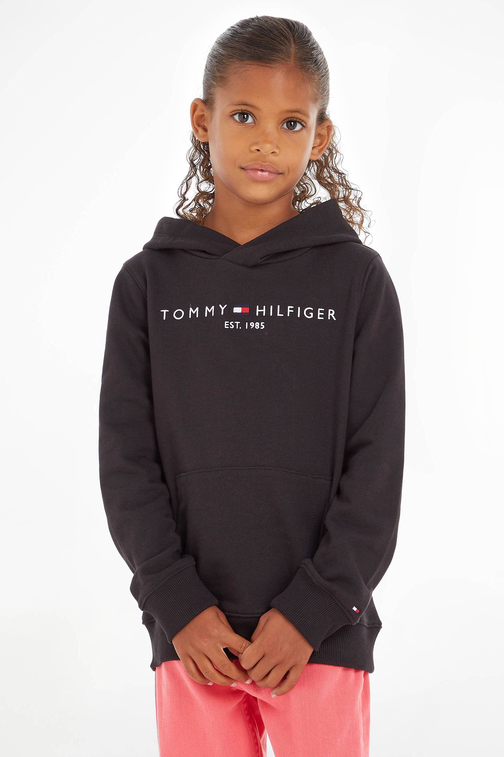 Tommy Hilfiger unisex hoodie met logo zwart