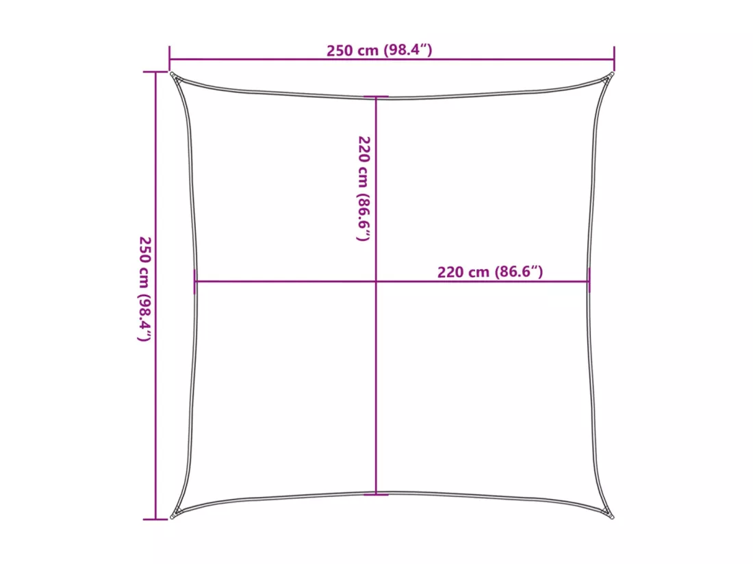 Voile d'ombrage sable 2,5x2,5 m 100 % polyester oxford