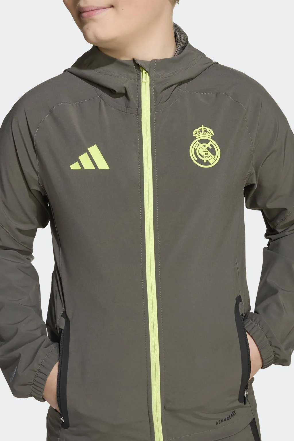 adidas Performance junior Real Madrid voetbalvest olijfgroen/geel