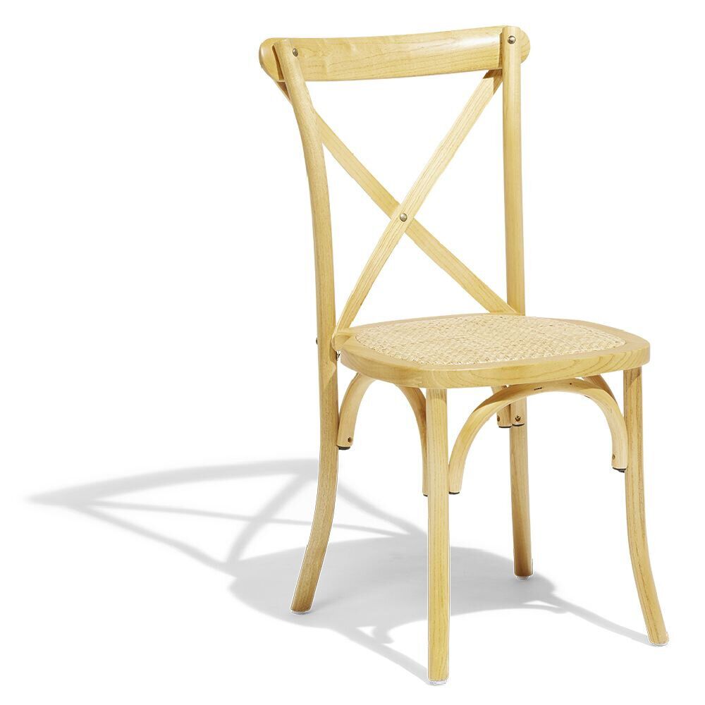 Chaise empilable Juliette dos croisé 46x52x89cm bois naturel
