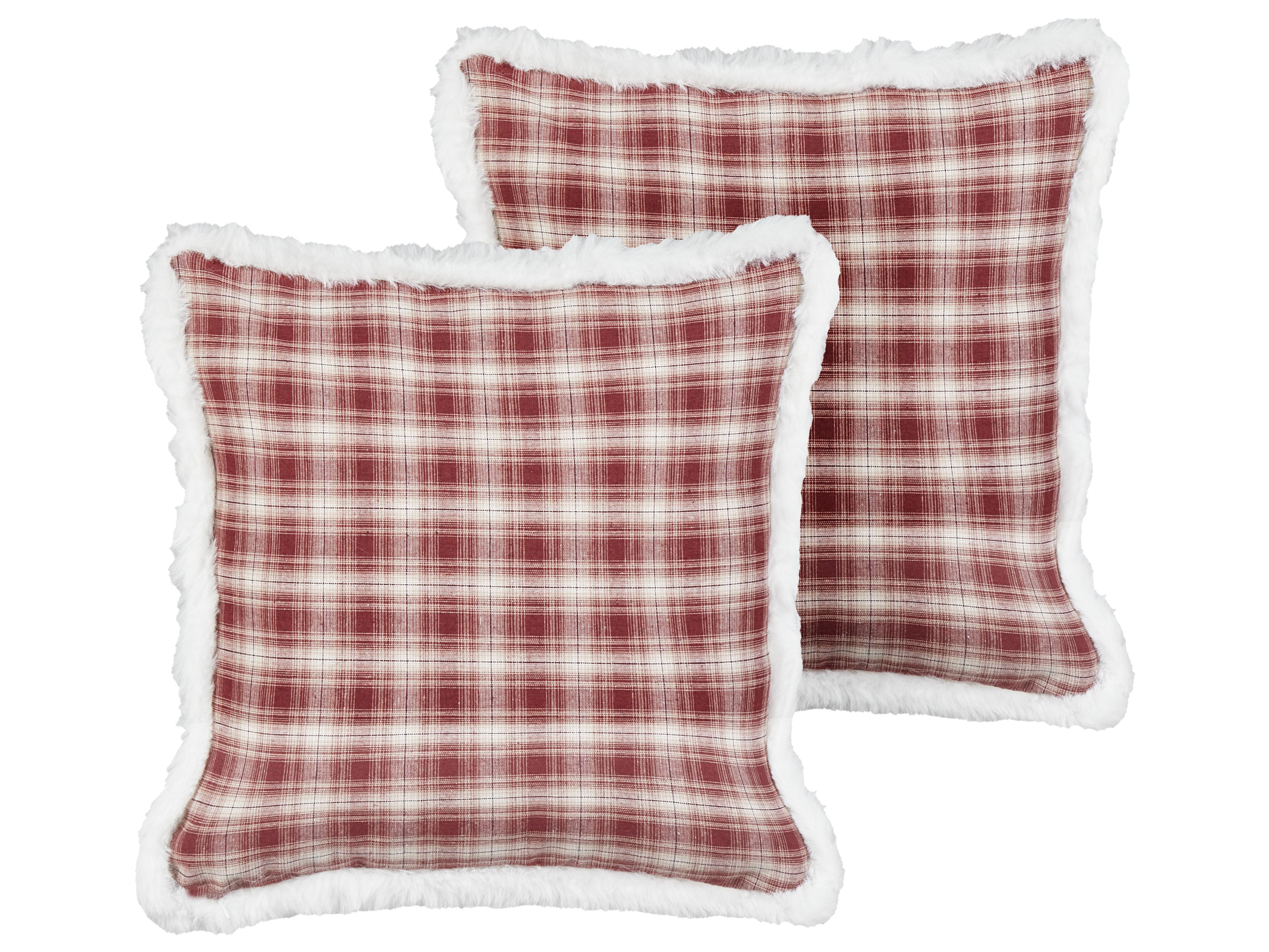 Set van 2 sierkussens BROOKIES 45 x 45 cm Donkerrood kerstmotief