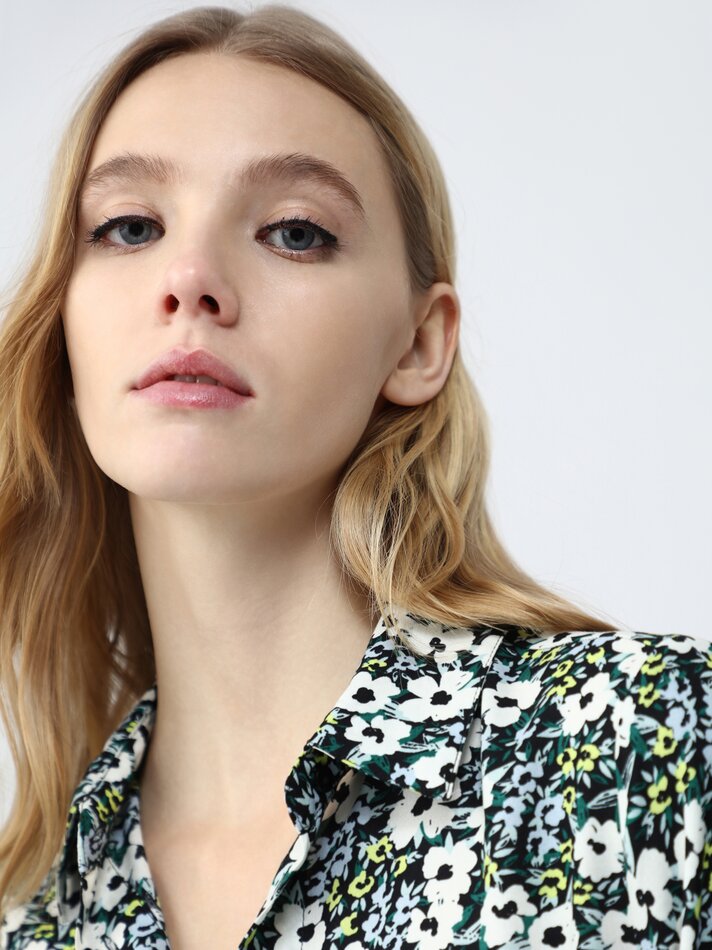 Vestido camisa com gravata - Azul