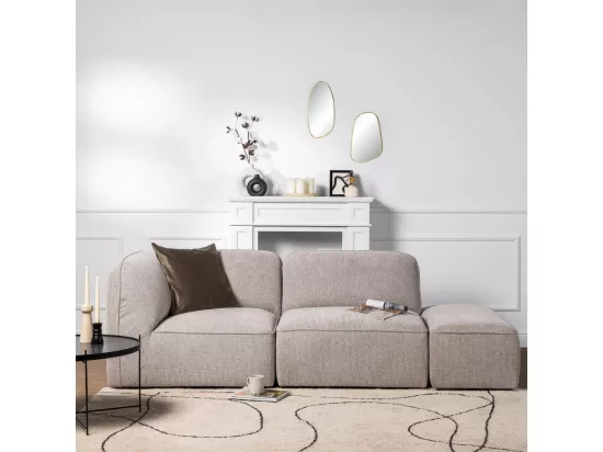 Noor - Pouf pour canapé modulable en tissu - Naturel