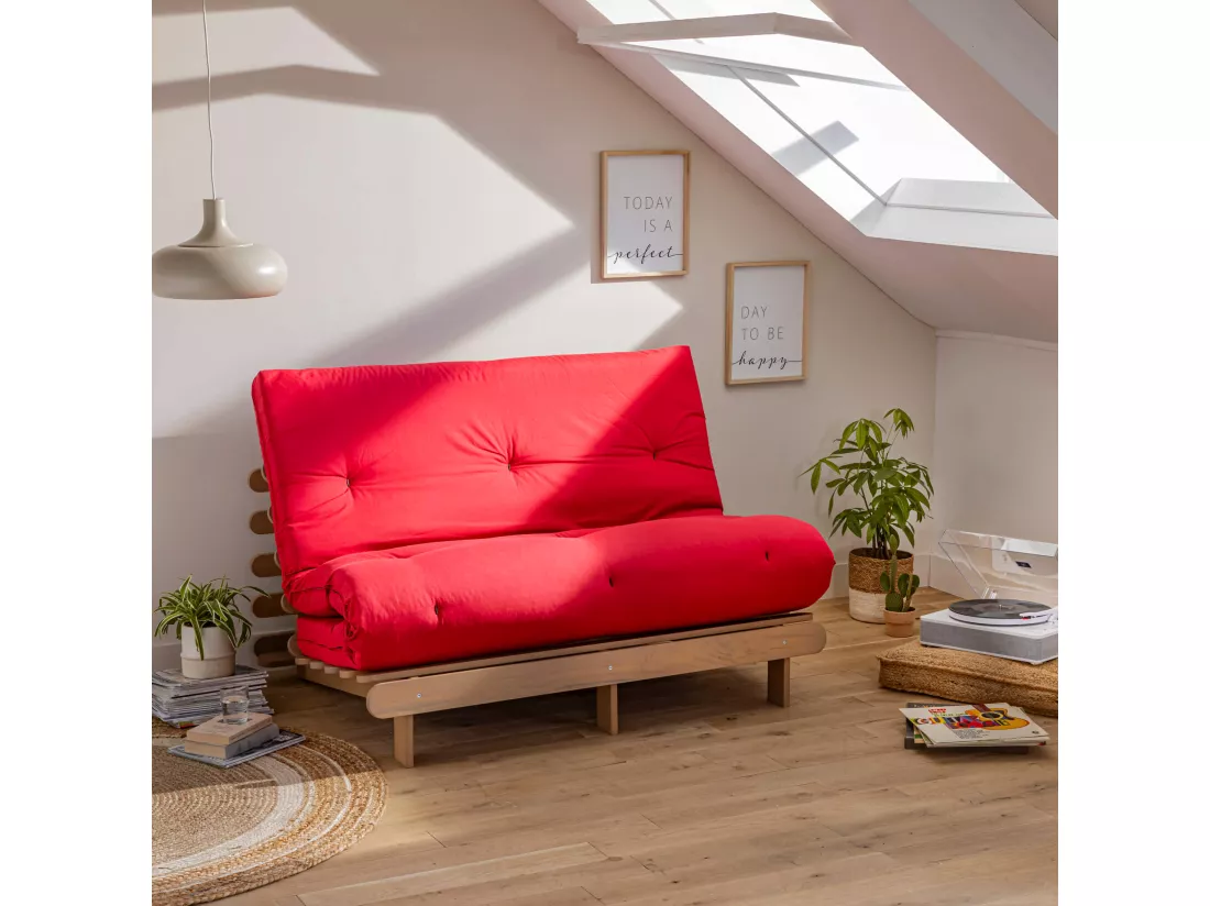 Matelas futon coeur en mousse à mémoire de forme, rouge 90x200