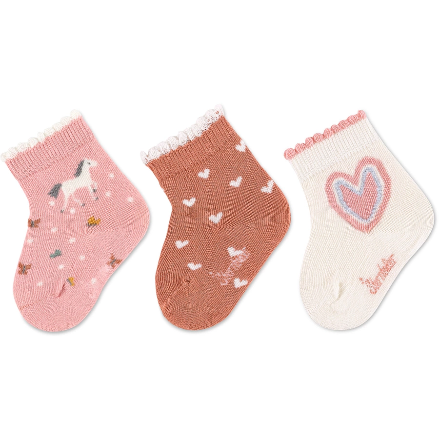Sterntaler Baby-Söckchen Pferd, 3er-Pack zartrosa