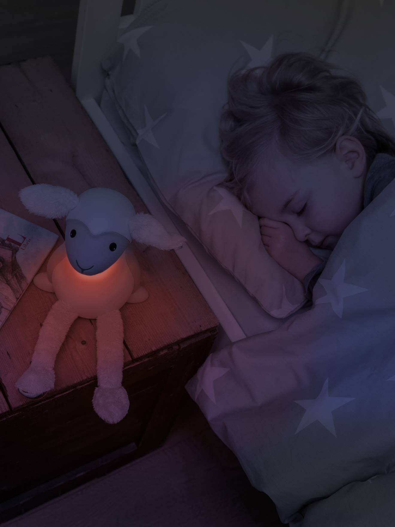 Luminária noturna de pelúcia com braço flexível Fin The Lamb ZAZU cinza