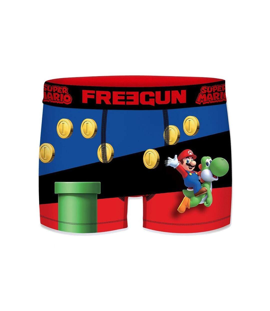 FREEGUN Boxer Homme Microfibre NEW01 Rouge Bleu SUPER MARIO