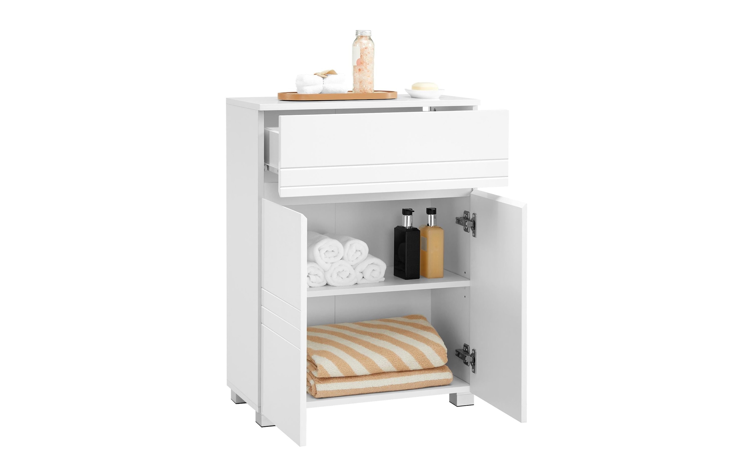 VASAGLE Badregal »mit Schublade 80 x 30 cm, Weiss«