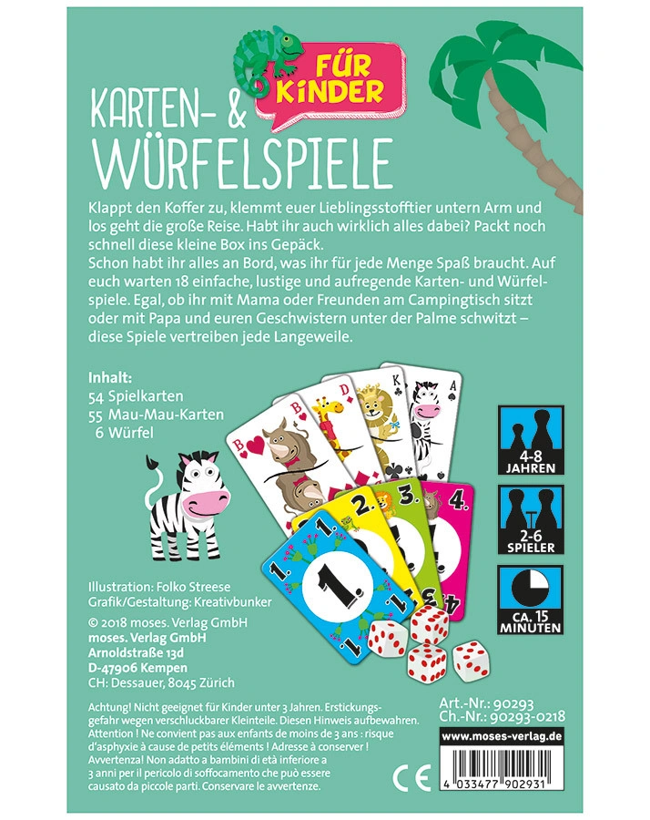Spiele-Set KARTEN- UND WÜRFELSPIELE FÜR KINDER 115-teilig in bunt