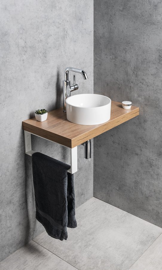 Sapho Sanna ronde waskom 25cm gegoten marmer wit glans