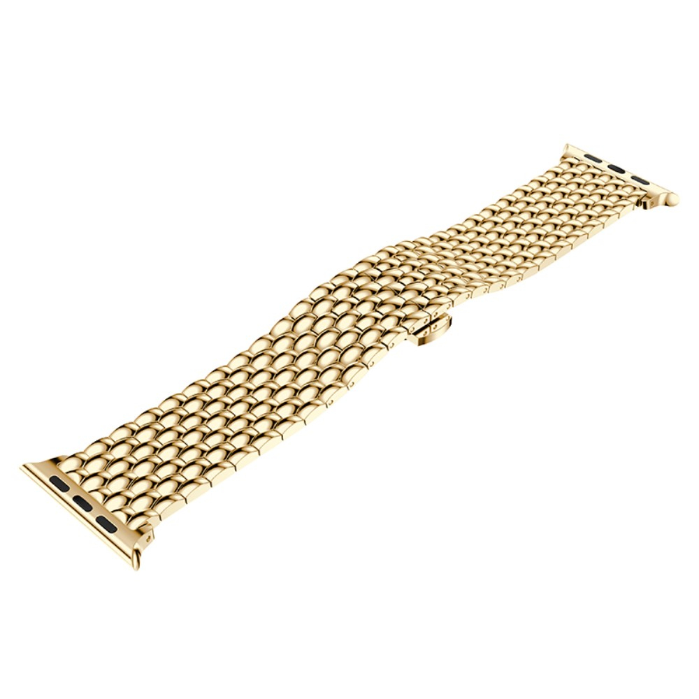 Apple Watch (49/46/45/44 mm) Edelstahl Schmuckarmband im Waben Design - Gold