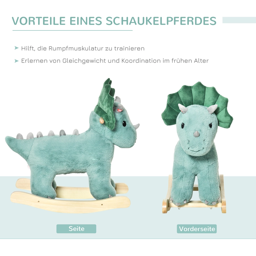 HOMCOM Schaukeltier Spielzeug, Triceratops, Wal Dunkelgrün