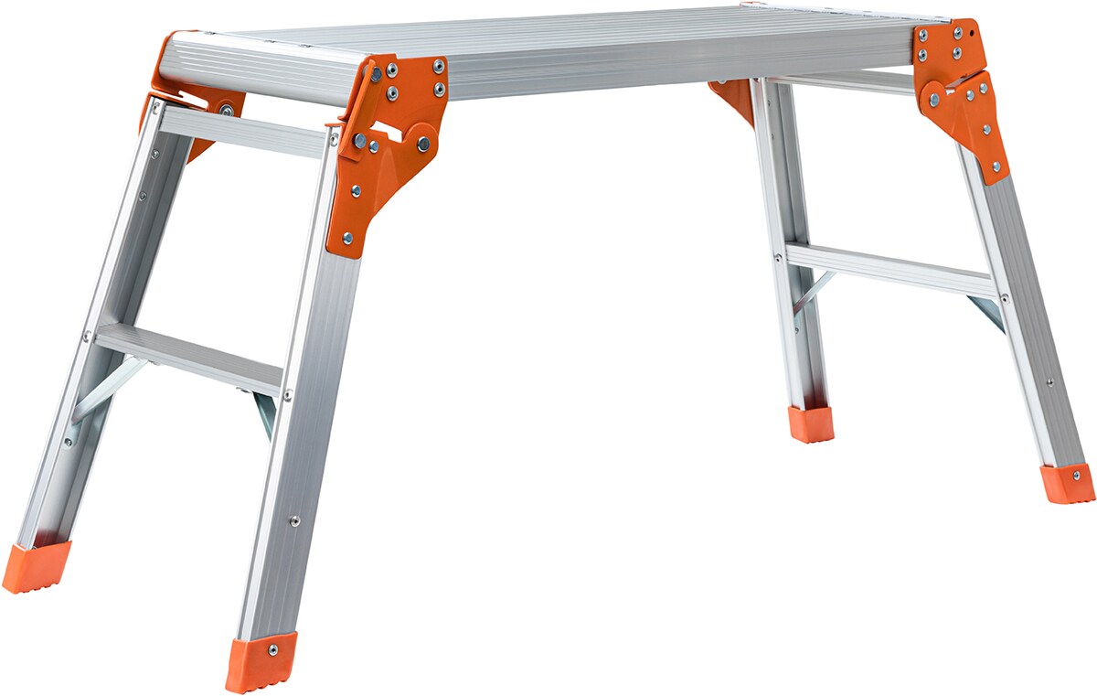 Craftfull Arbeitsplattform CF-107A, klappbar, Sicherheitsbügel, Arbeitspodest aus Aluminium, 150 kg (Silber/Orange)