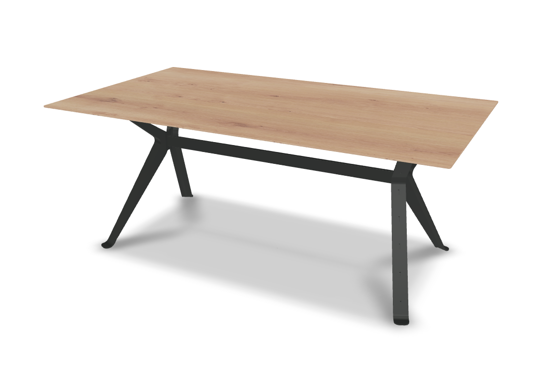 They & Me eettafel Chat recht met afgeronde hoeken - eikenrustiek bianco olie - onderstel TM100 antraciet 180 x 100 x 75 | Eiken Rustiek Bianco Olie | Rechte Rand | Frame TM100 Antraciet