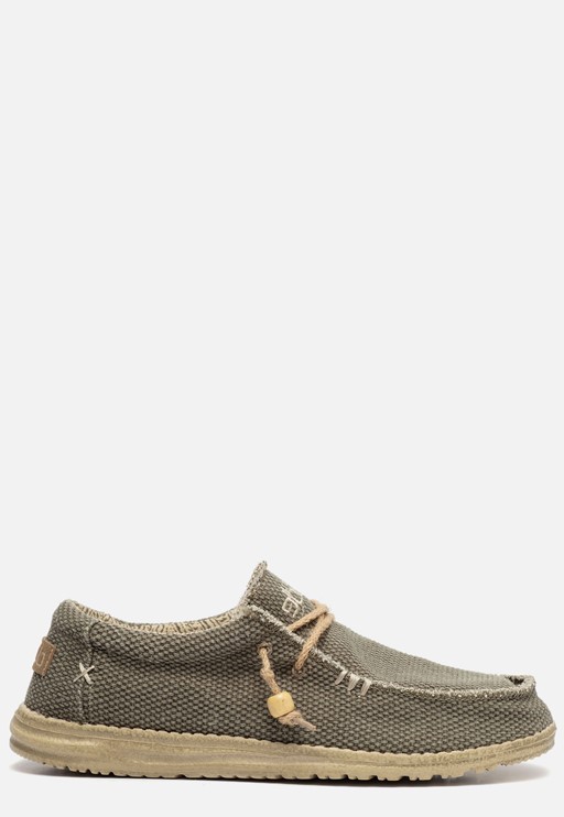 HEYDUDE Wally Braided Instappers groen Canvas