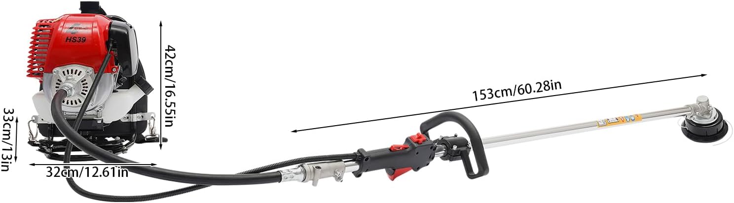 4-Takt Rückentragbare Benzin Motorsense, Multitool: Freischneider, Rasenmäher, Bewässerungsgeräte, 8500 U/min, Luftgekühlt, Einzylinder, Multitool Gartenwerkzeug, inkl.Werkzeugset