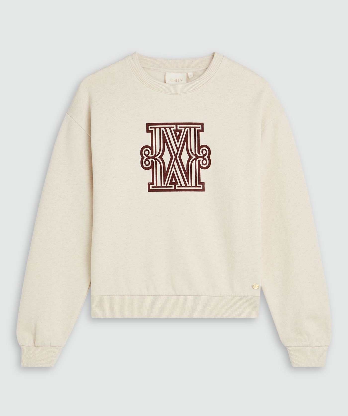 JV-TAKUMI oversized sweater met logo - ecru melange