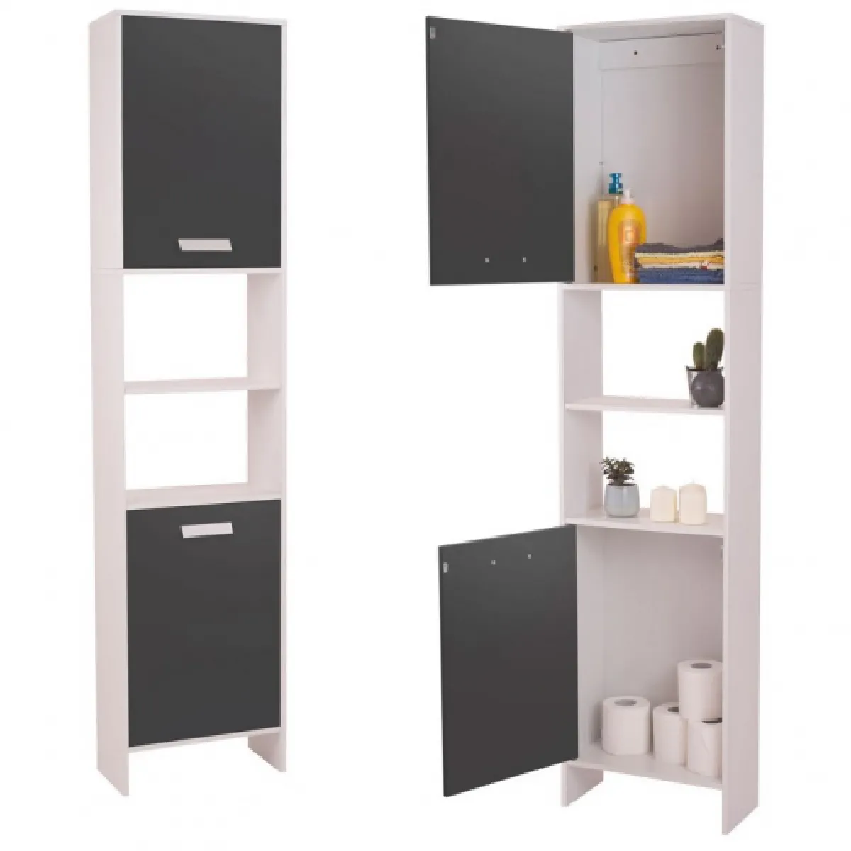 IDMARKET Lea - Blanc Portes Grises