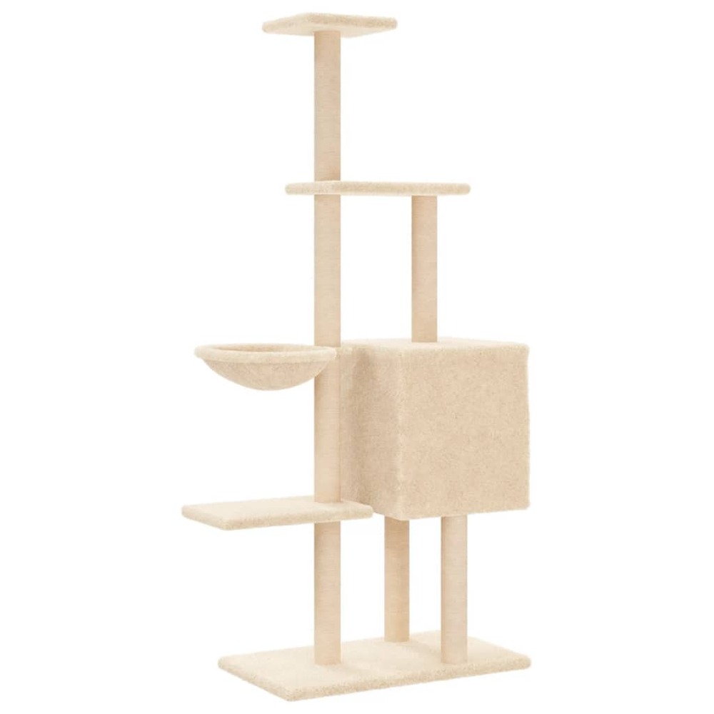 Arbre à chat avec griffoirs en sisal crème 145 cm