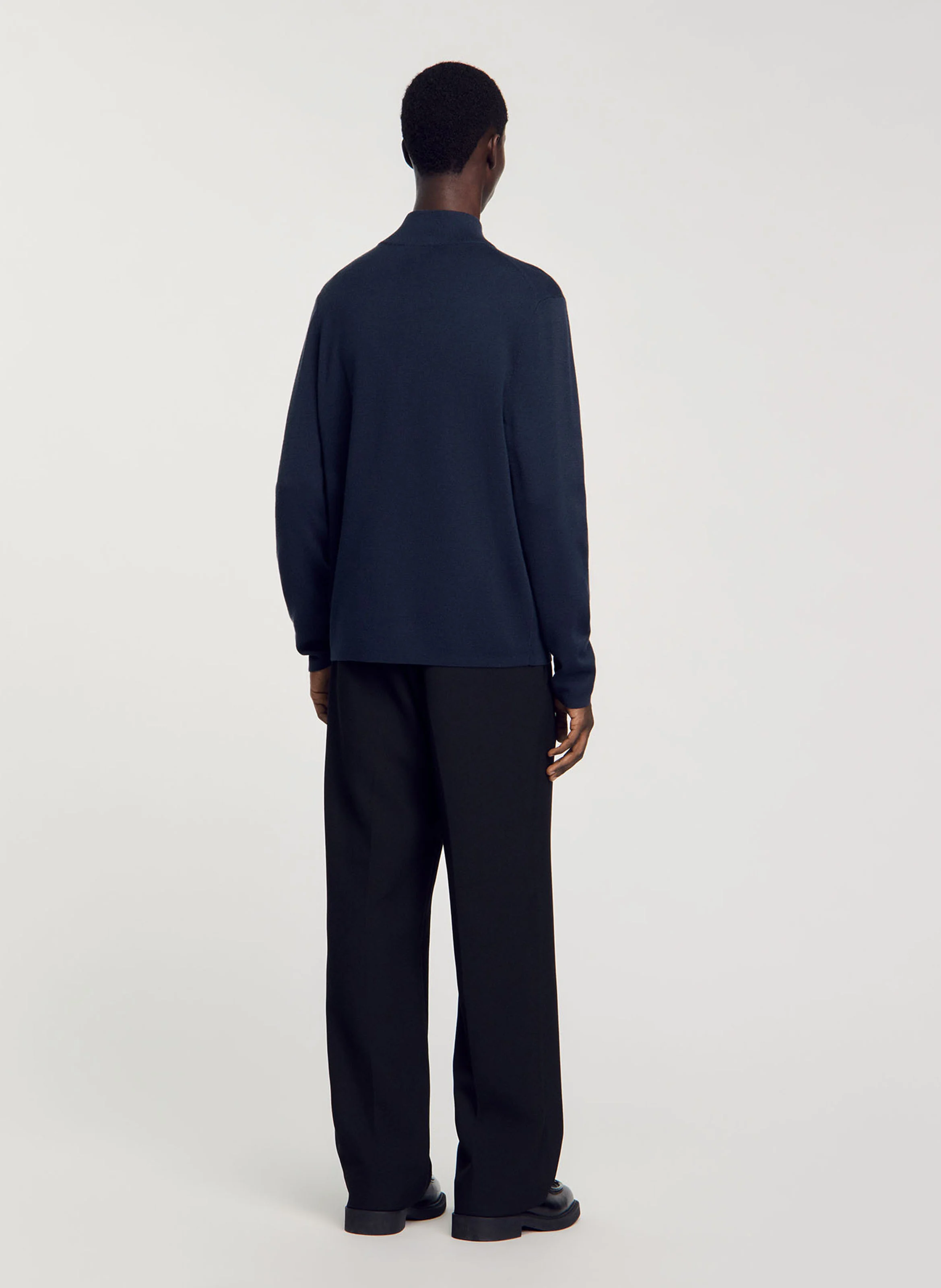Pull col montant zippé en laine | Bleu
