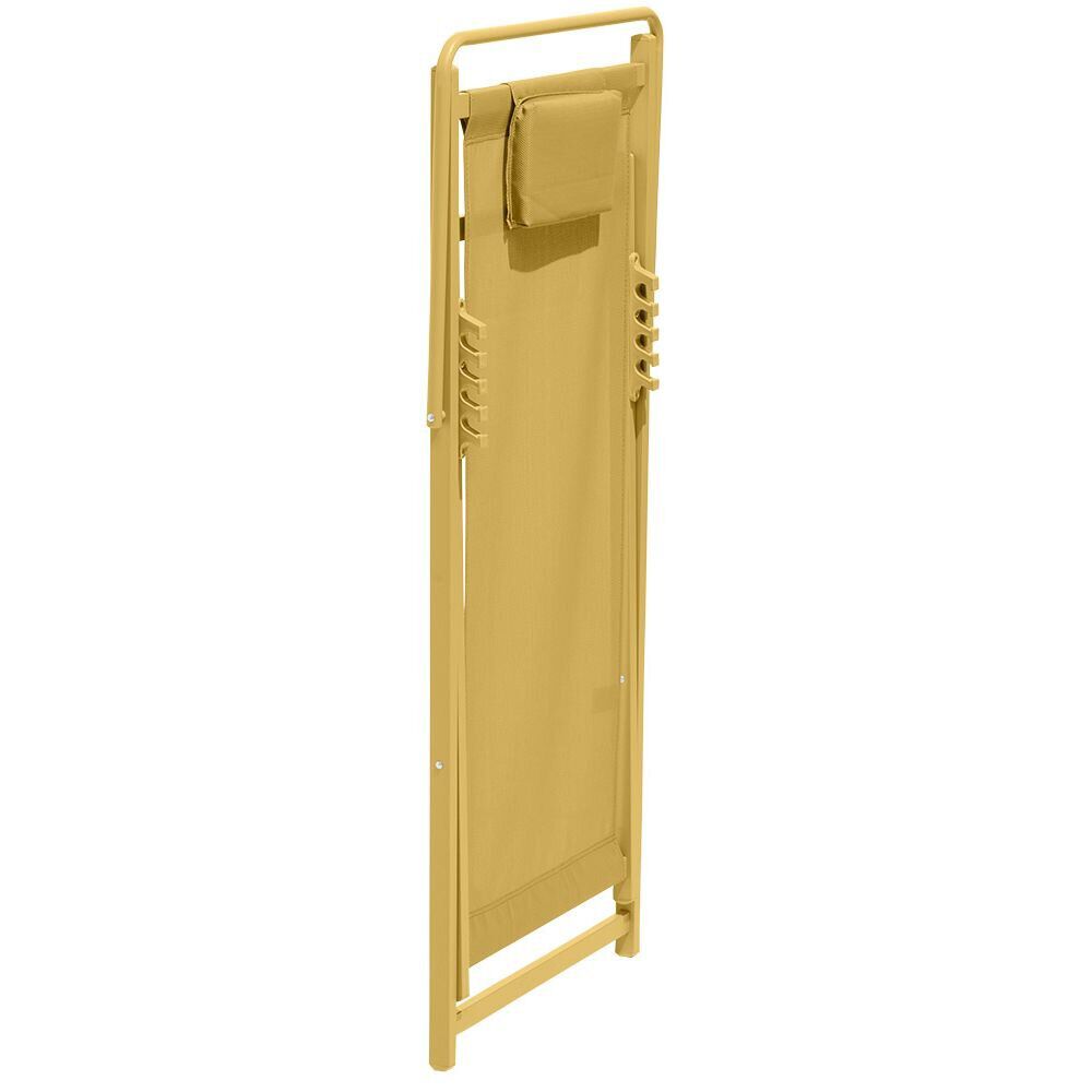 Chilienne Oxford pliante avec têtière textilène jaune 61x100xH92cm