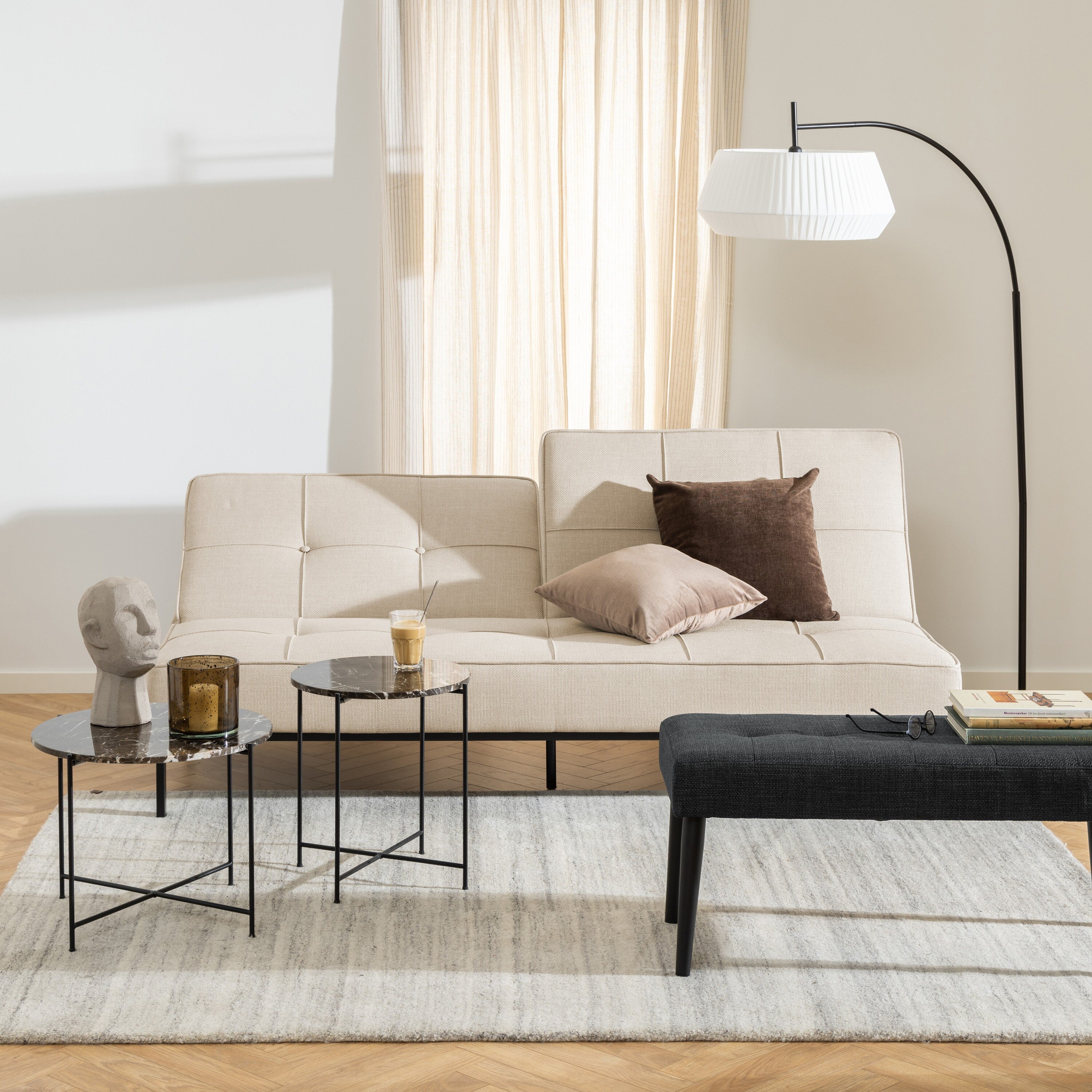 by fonQ basic Sabine Slaapbank - Geweven - Beige