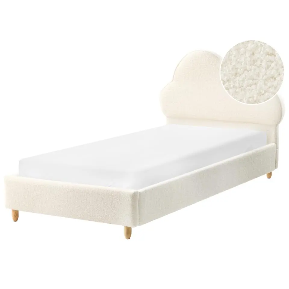 BELLEVUE - Eenpersoonsbed - Gebroken wit - 90 x 200 cm - Bouclé