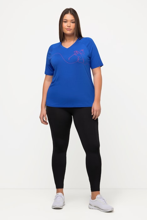 T-Shirt, Golfmuster, V-Ausschnitt, Halbarm