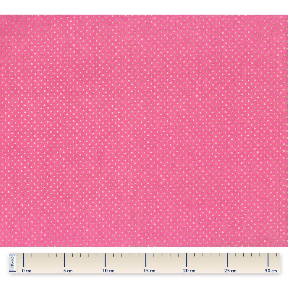 Tissu Voile Etoile Or Fuchsia