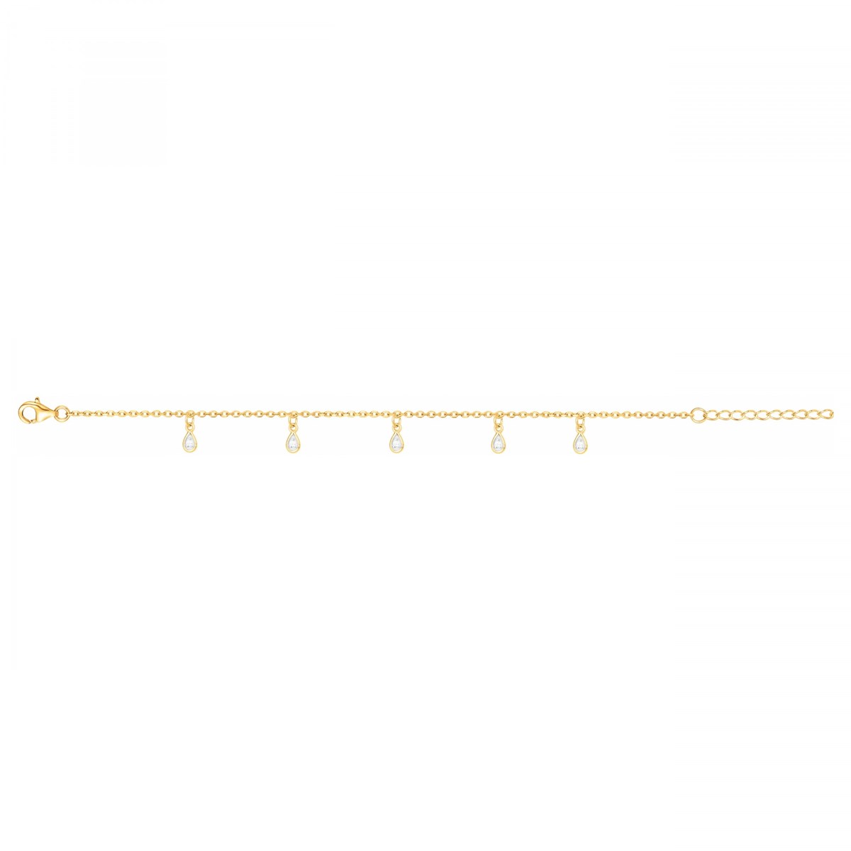 Bracelet souple en Plaqué Or avec oxyde de zirconium blanc