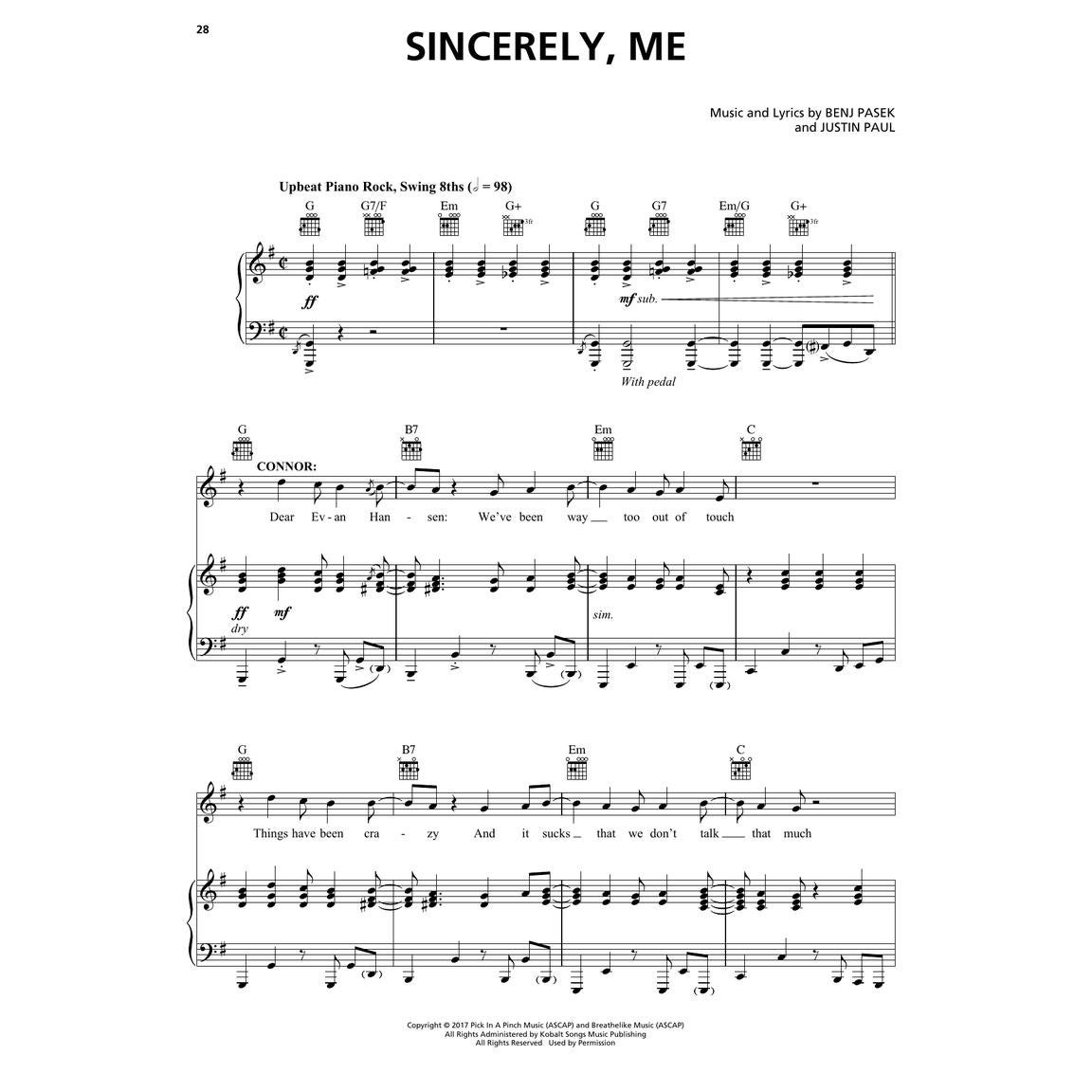 Hal Leonard Dear Evan Hansen voor piano, zang en gitaar