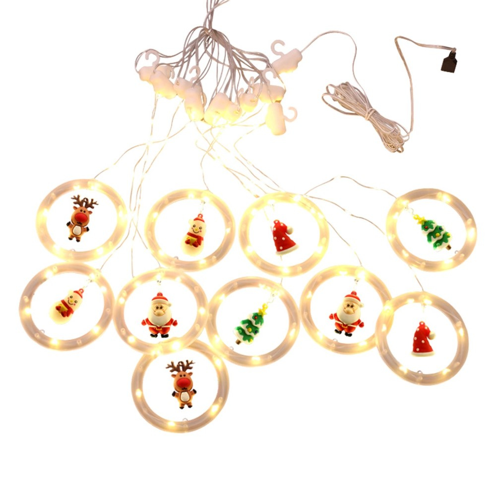 (3m) 110 LED's Weihnachts Deko USB Lichterkette 3D Figuren Vorhang Beleuchtung - Warmweiss