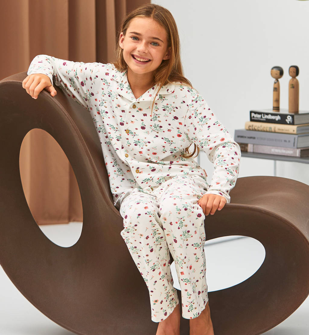 Little Label pyjama wit met bloemenprint