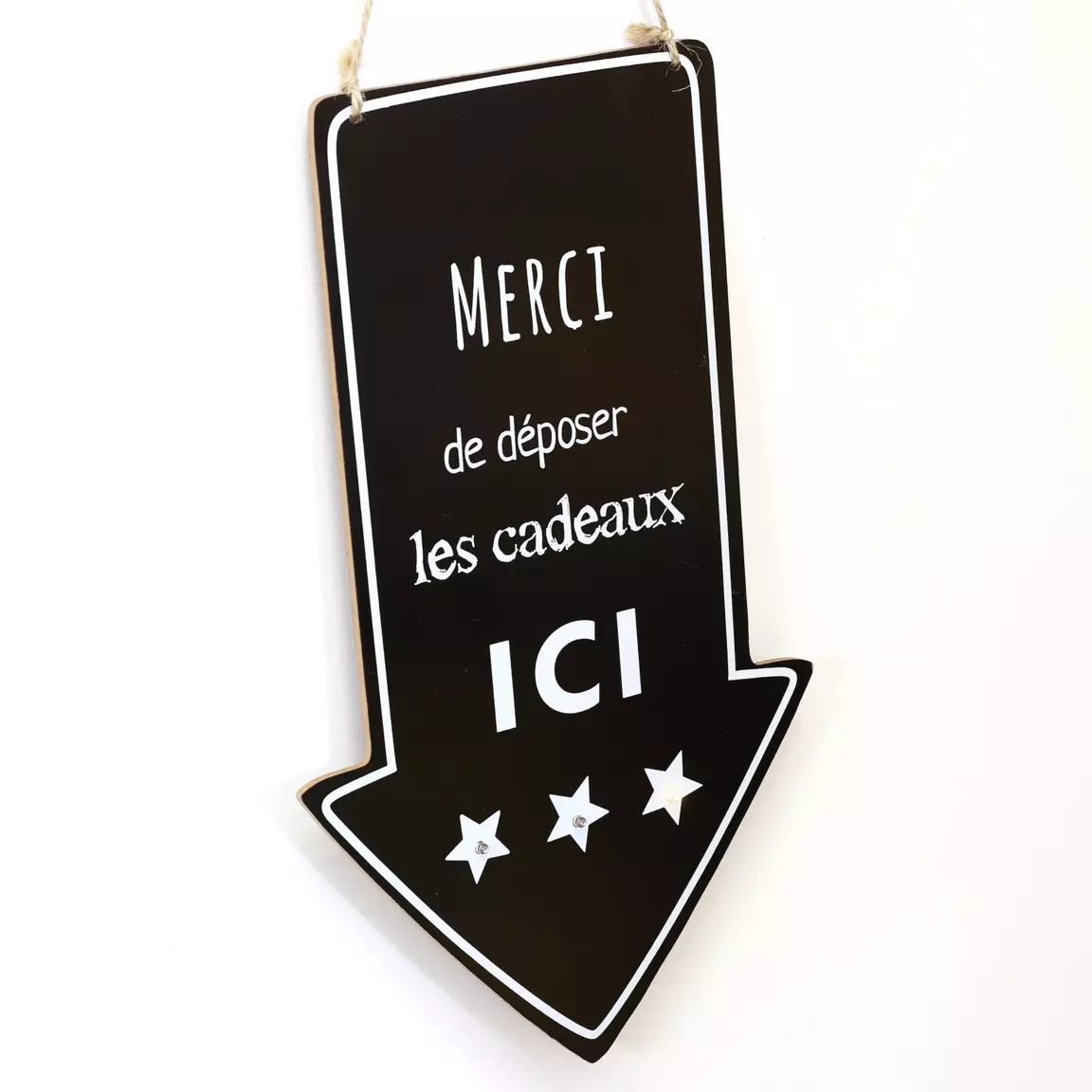 Pancarte lumineuse à piles (H40 cm) Dépôt de cadeaux Blanc chaud