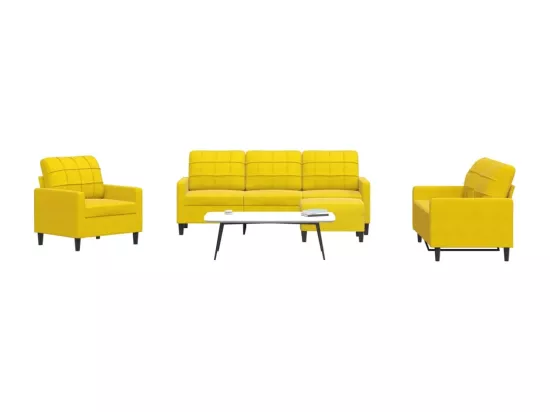 Ensemble de canapés 4 pièces avec coussins Jaune Velours