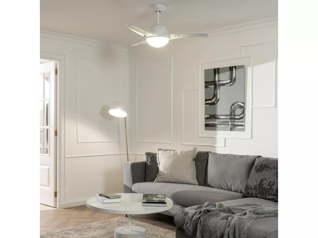 Ventilateur de Plafond Silencieux Aran Blanc 107cm Moteur DC WiFi Blanc