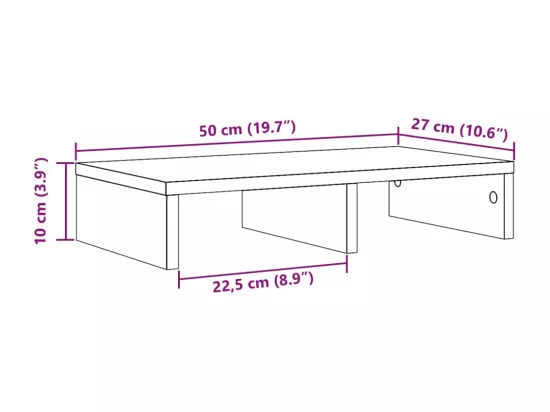 Support de moniteur vieux bois 50x27x10 cm bois d'ingénierie