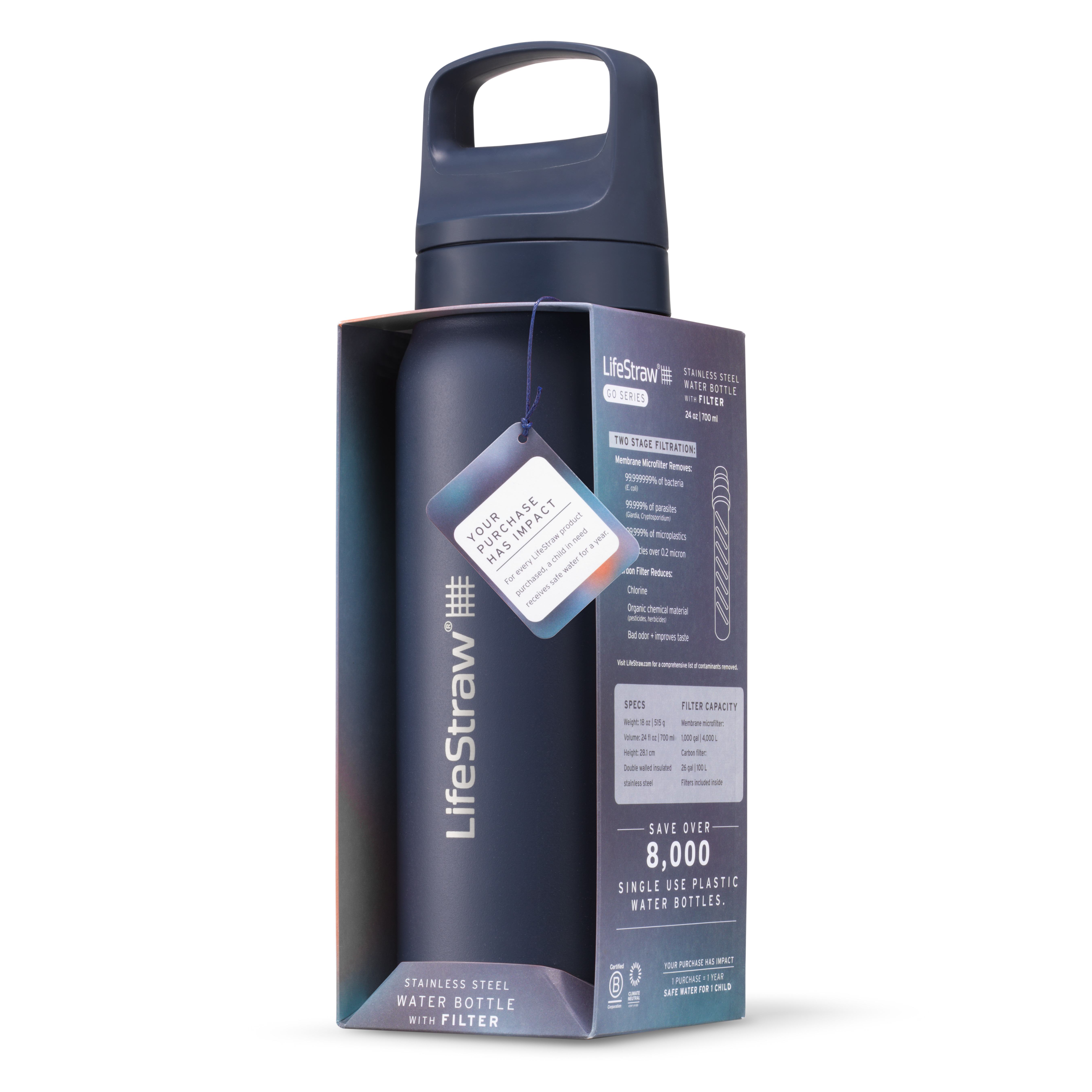 Go Stainless Steel Filter Bottle 710 ml