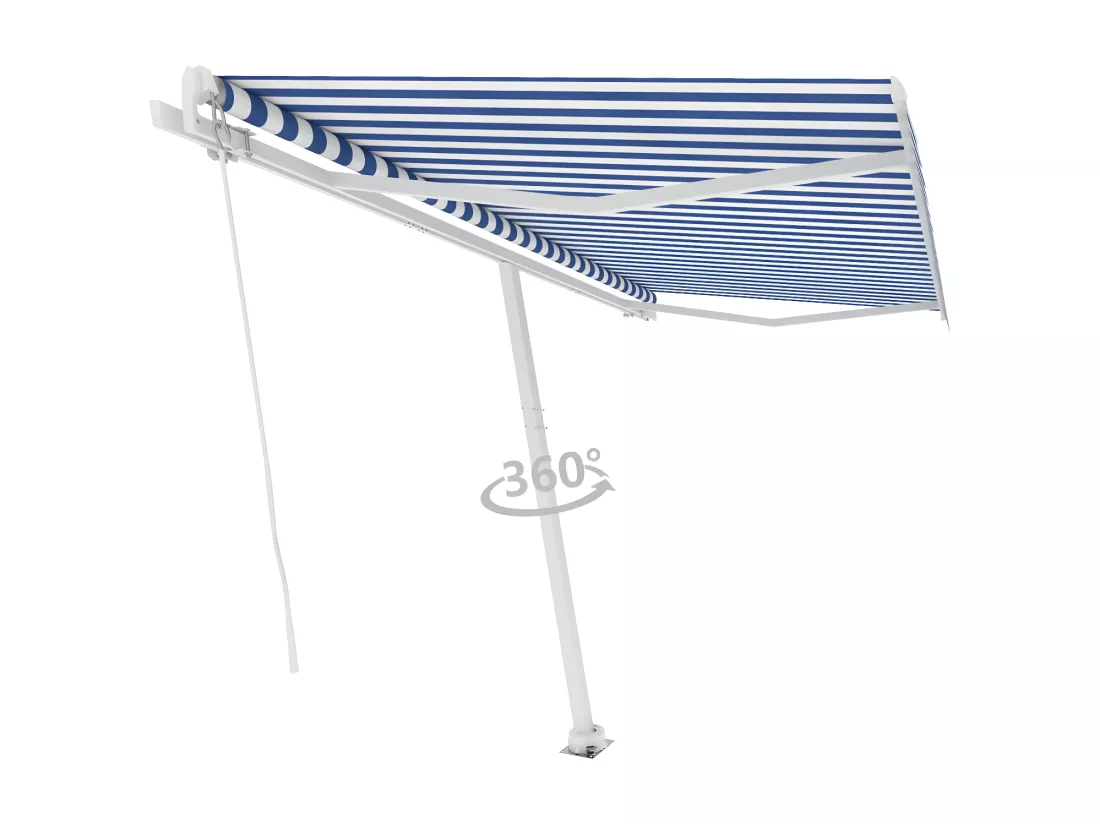 Auventanuel rétractable sur pied 450x350 Bleu/Blanc