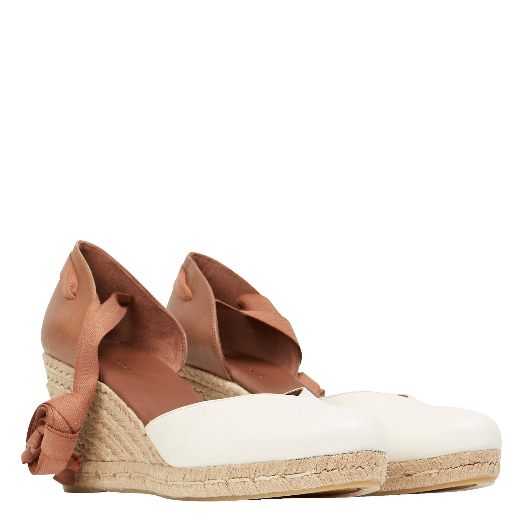 CLARA - Espadrilles compensées en cuir | Blanc