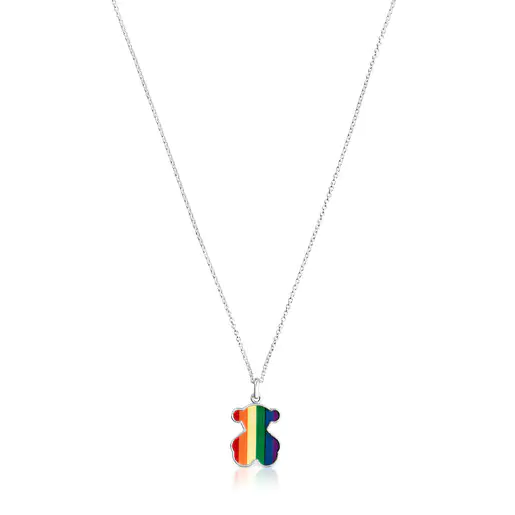 Colar TOUS Pride Bear em prata e esmalte