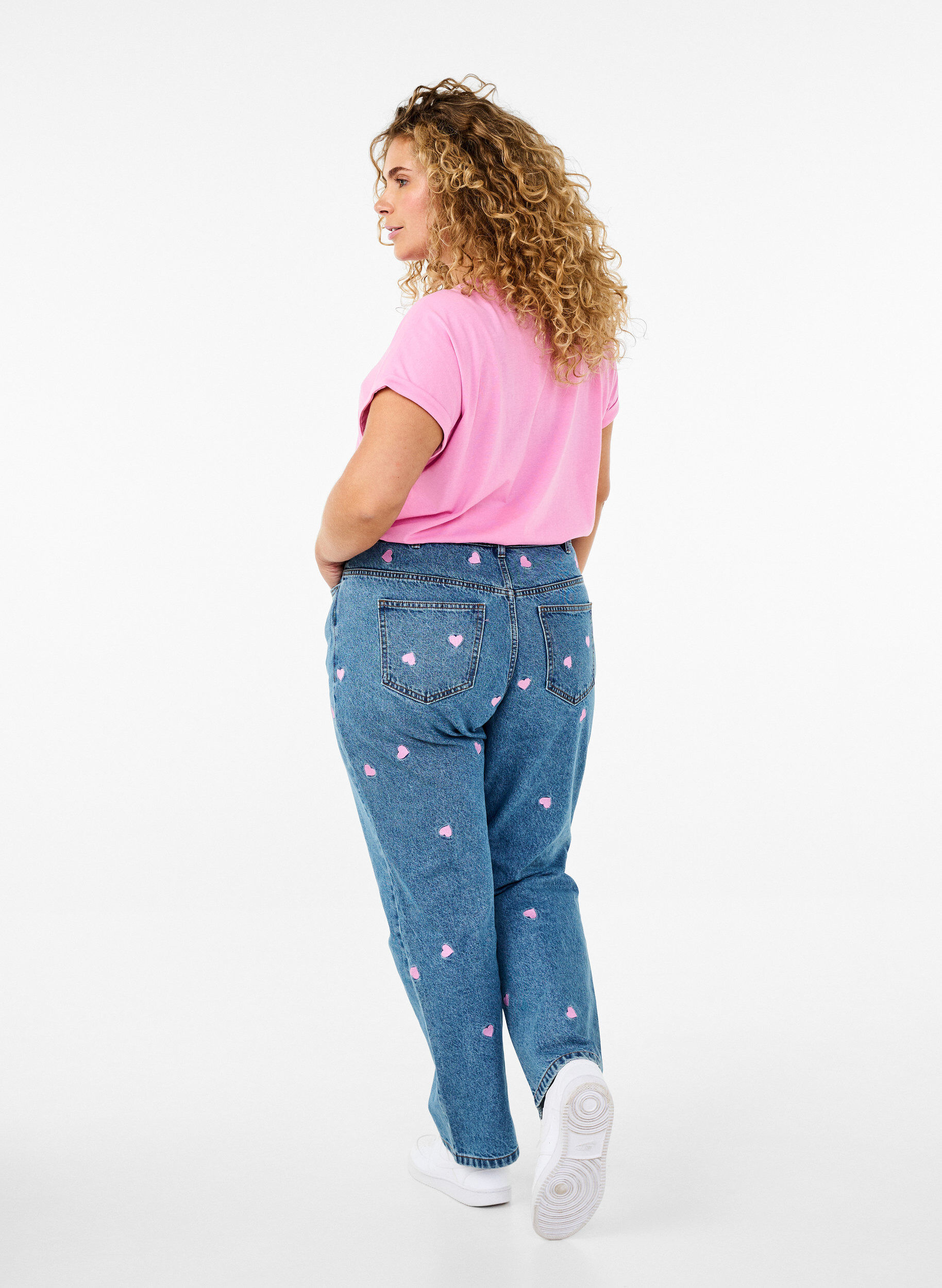 Højtaljede Gemma jeans med hjerter