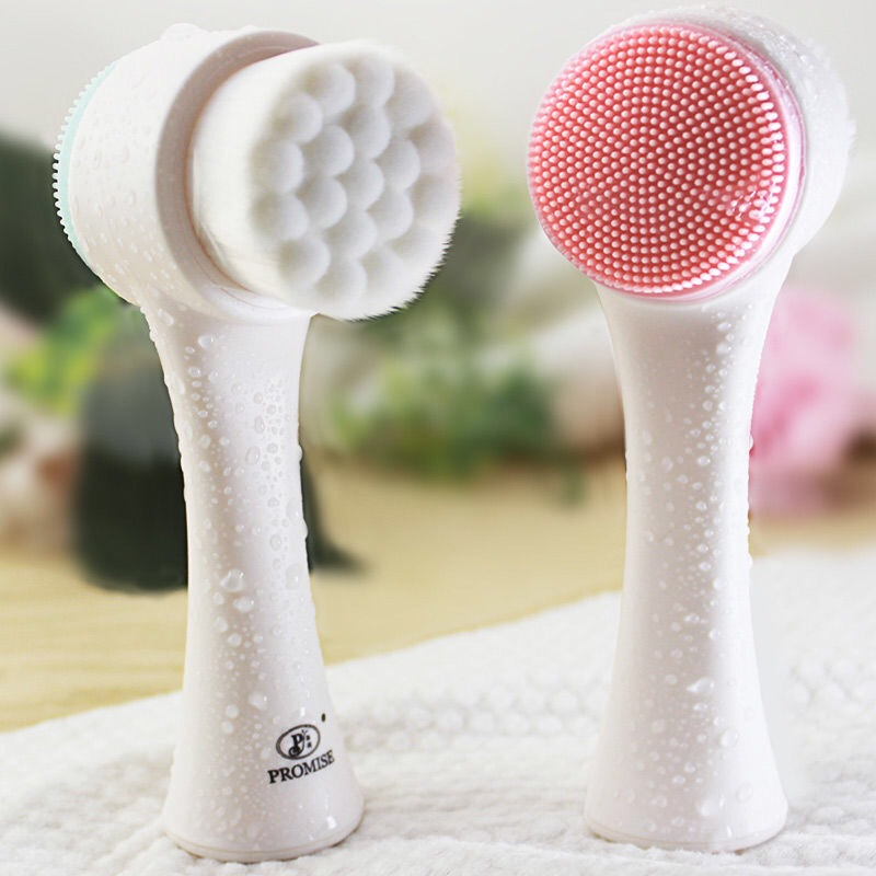 Zweiseitiger Silikon Gesichtsreiniger / Gesichtsmassage Reinigungsbürste - Weiss / Blau