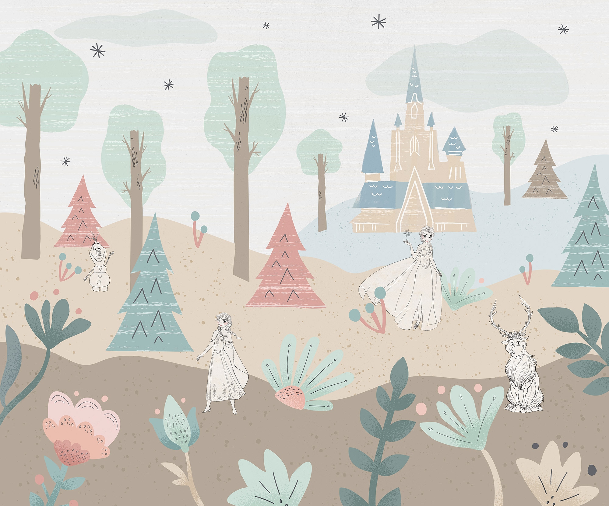 Komar Kindertapete »Disney Frozen Castle Playground« bedruckt glatt