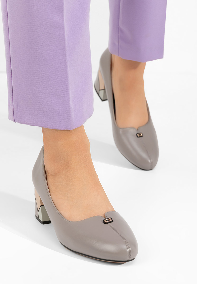 Chaussures à talon épais gris Luceta