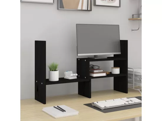 Support pour moniteur Noir (39-72)x17x43 cm Bois de pin solide