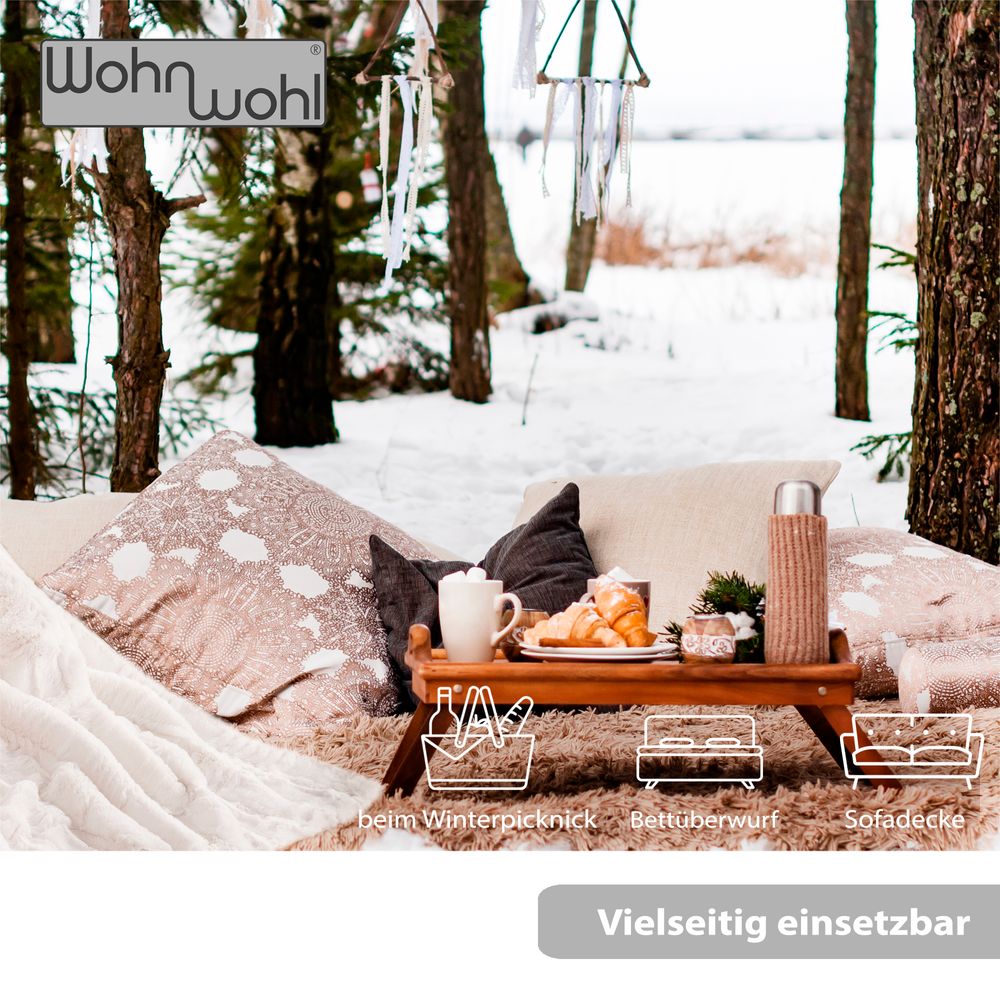WOHNWOHL® Flauschige Kuscheldecke in Nerzfelloptik • Felloptik Wohndecke • Kunstfell Decke als Sofaüberwurf •Pelzimitatdecke • Sofadecke, Tagesdecke oder Wohnzimmerdecke • Kunstfelldecke für Bett und Sofa