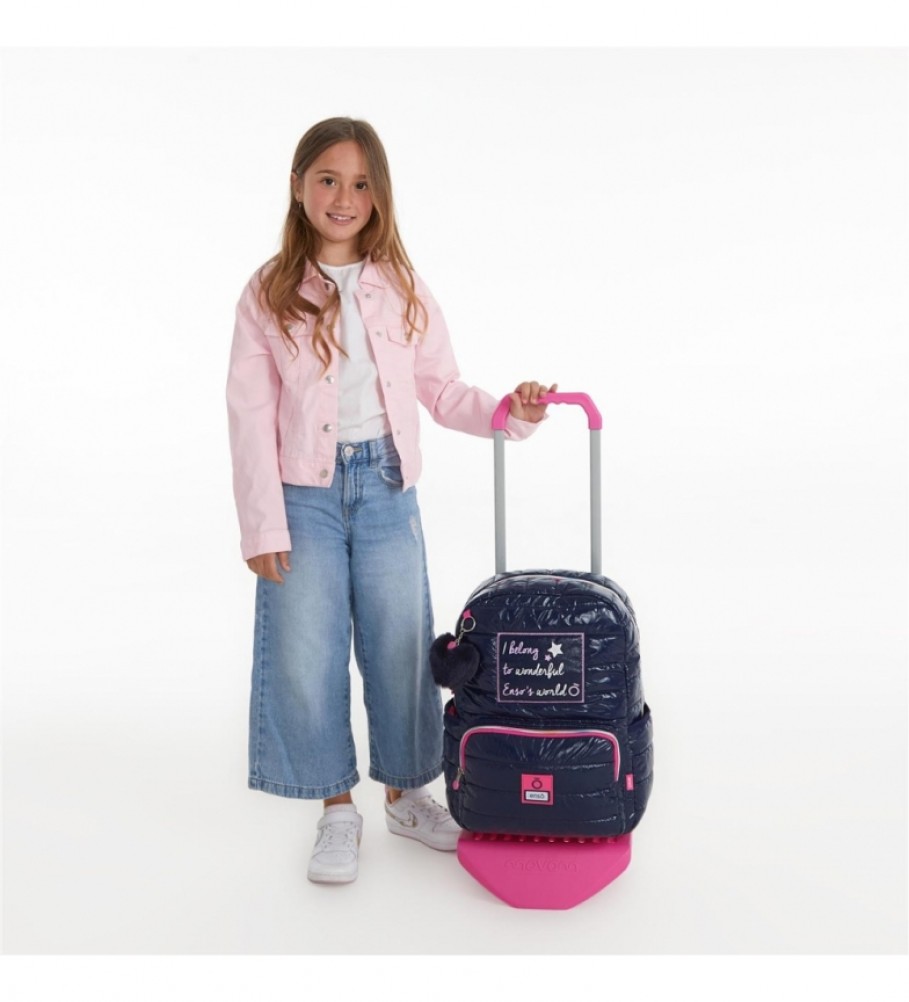 Enso Mochila Make a Wish con carro azul, rosa-32x44x15cm-